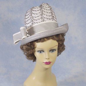 Vintage 1970s Sculptured Asymmetrical Straw And Raffia Fedora